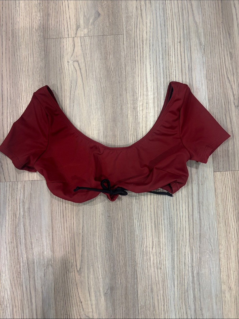 STAUD x Solid & Striped Burgundy Tie Front Short Sleeve